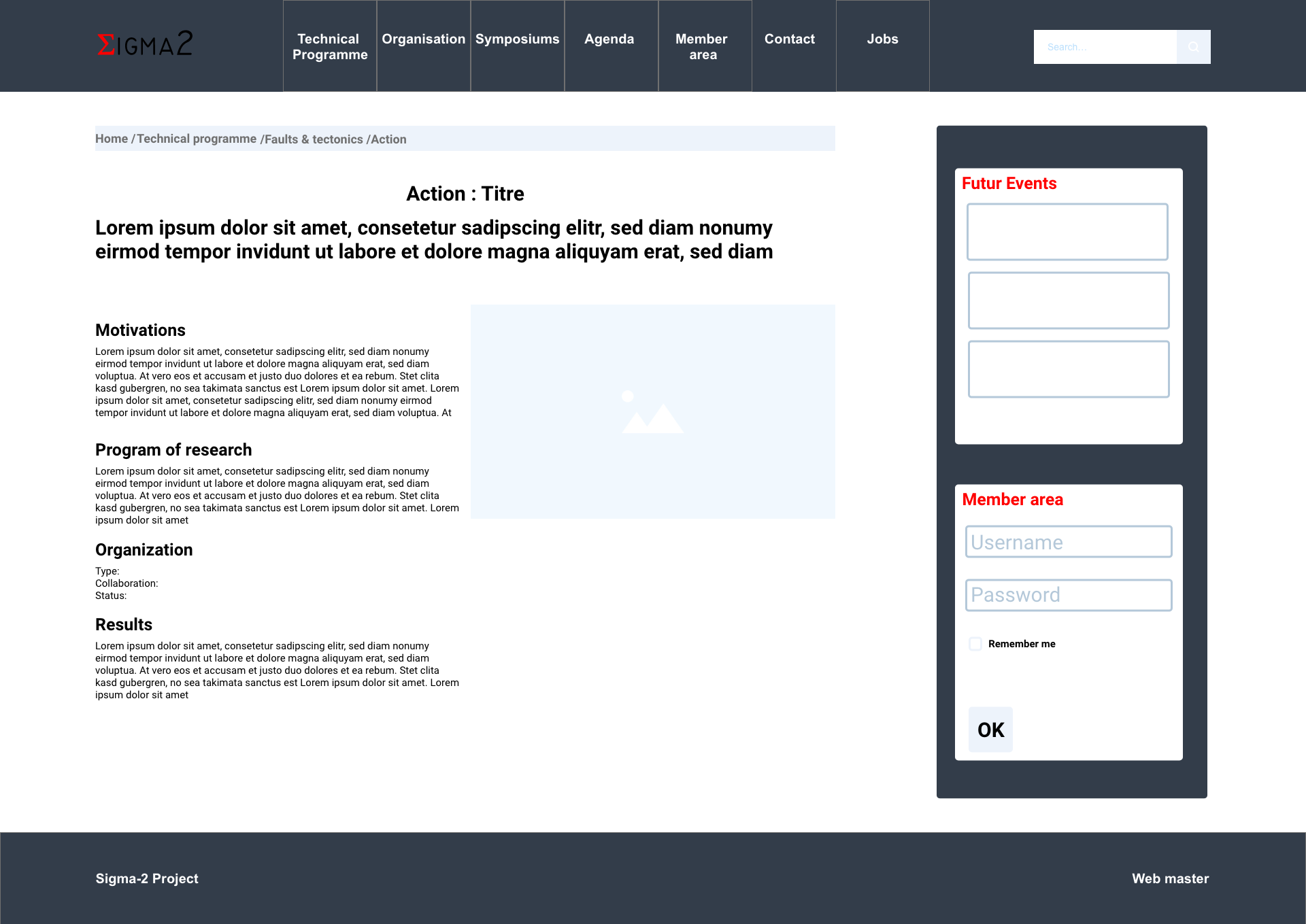 Sigma2 maquette page action